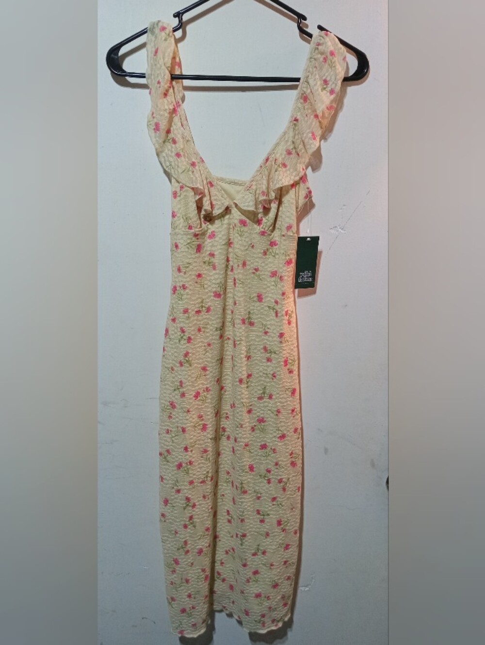 wild fable Cream Midi Dress with Pink Floral Print